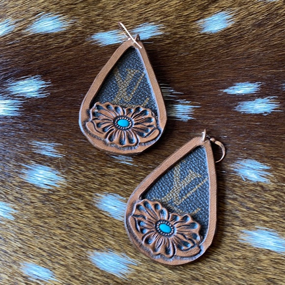 Double D Ranch Jewelry - SOLD🛑 Tooled Leather & Louis Vuitton earrings